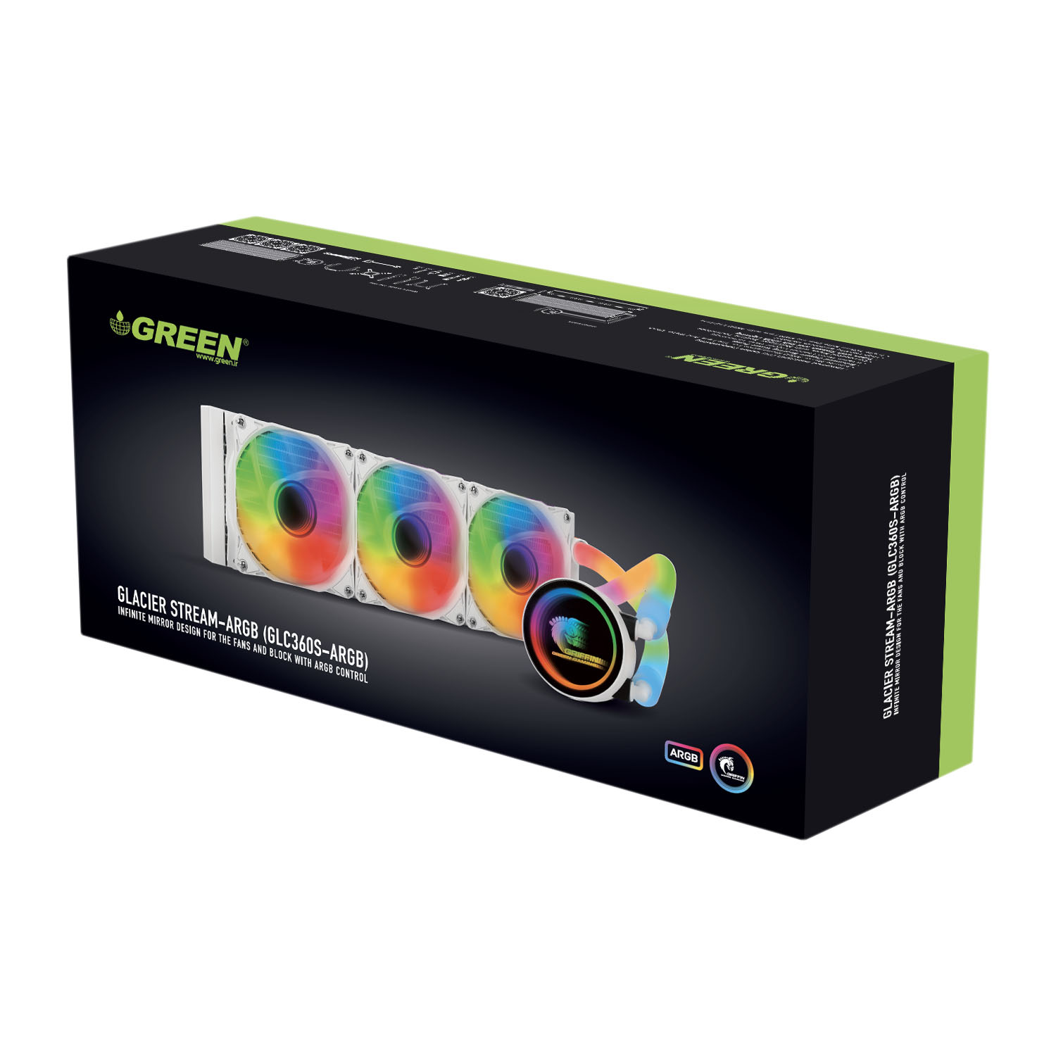 خنک کننده آبی پردازنده FAN GREEN GLACIER 360 STREAM-ARGB