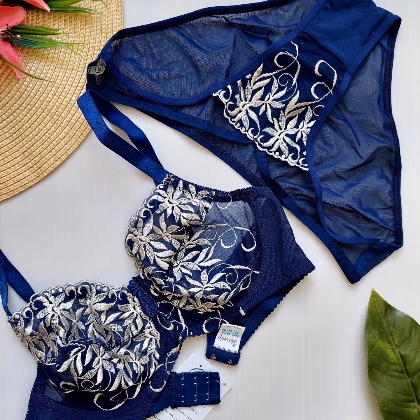 ست تورگاز سورمه ای شکوفه