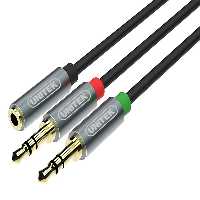 کابل انتقال صدای آی‌یو‌ایکس دو به یک 20 سانتی‌متری یونیتک Unitek Y-C957ABK 02M, 35MM AUX Audio Cable Female to 2 Male