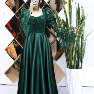 پیراهن مهمانی زنانه تور فلوک و ساتن مدل رزیتا