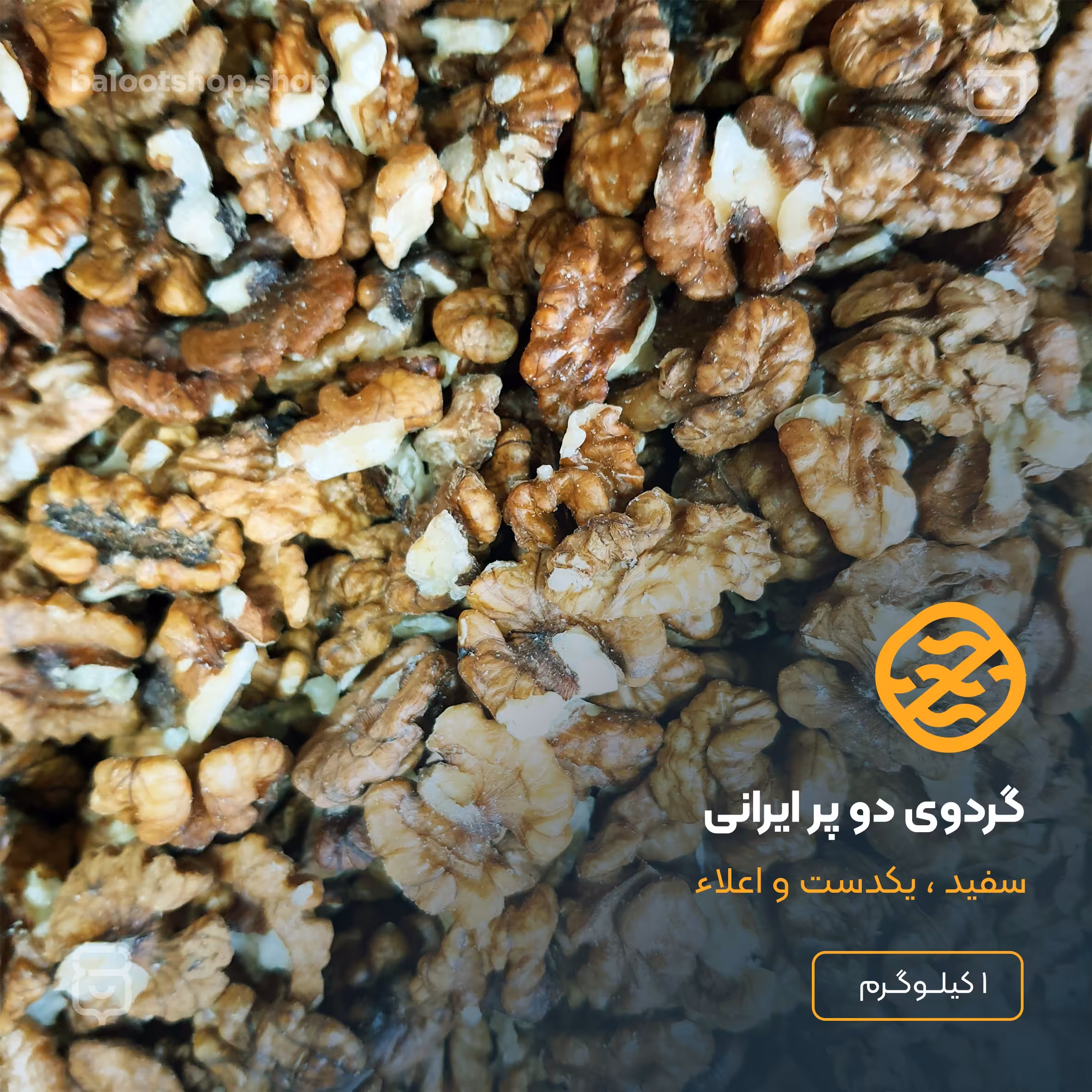 مغز گردوی دو پر  اعلای سفید  ایرانی ، تازه و با کیفیت