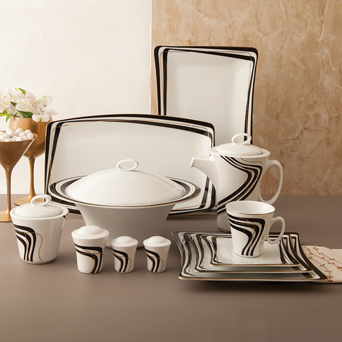 سرویس چینی زرین 12 نفره کامل زیبرا (97 پارچه)