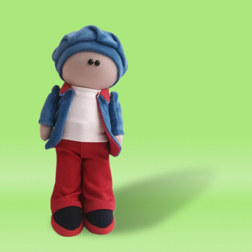 عروسک روسی تیلدا پسر  آبی قرمز کد 104