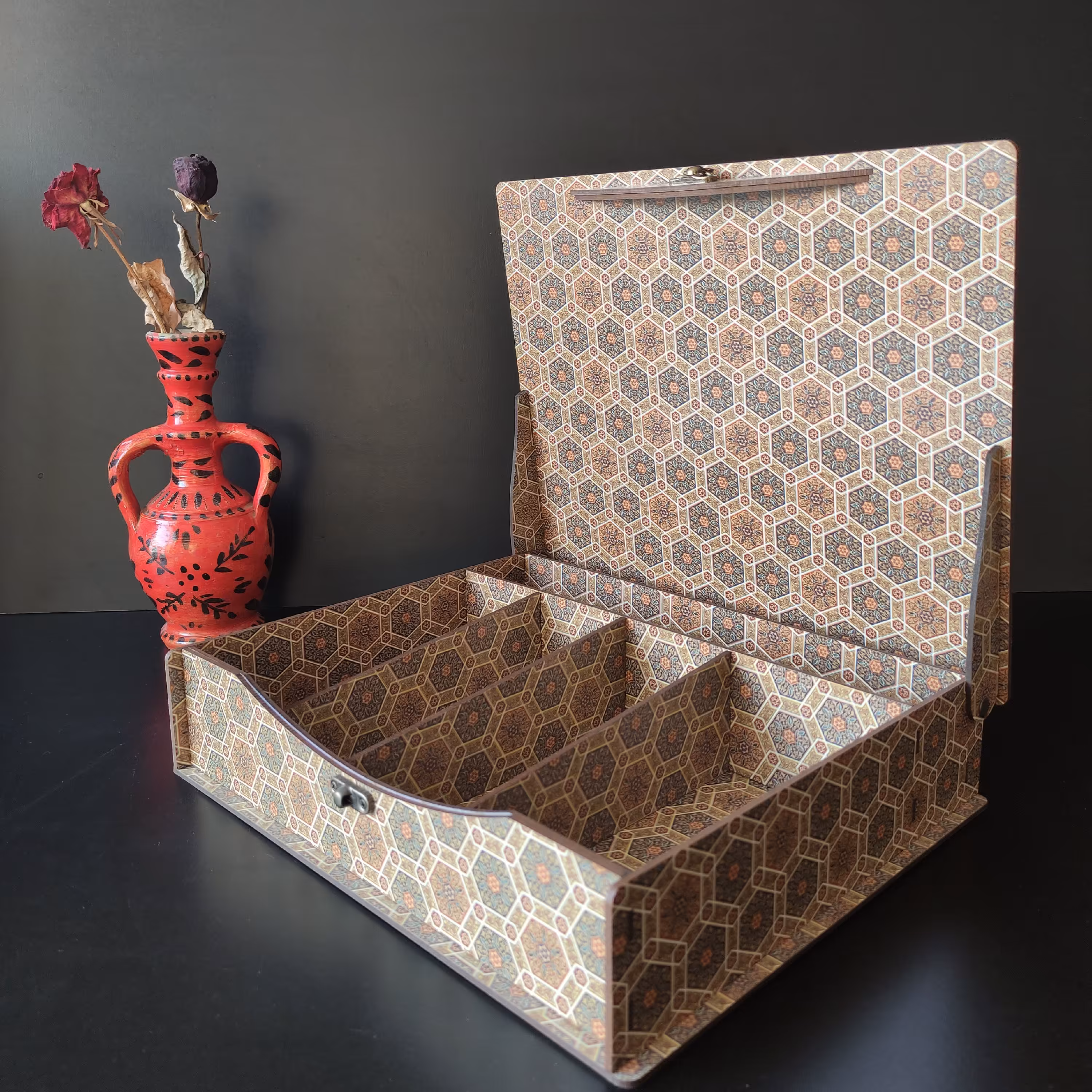 جعبه تی بگ بزرگ طرح میناکاری