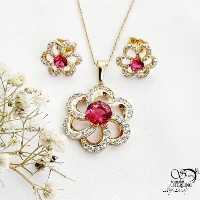 نیمست ژوپینگ طرح گل نگین صورتی کد 17538