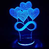 بالبینگ آباژور شبخواب چراغ خواب سه بعدی قلب و بی نهایت