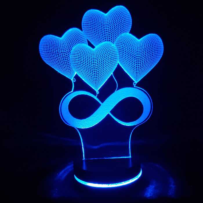 بالبینگ آباژور شبخواب چراغ خواب سه بعدی قلب و بی نهایت