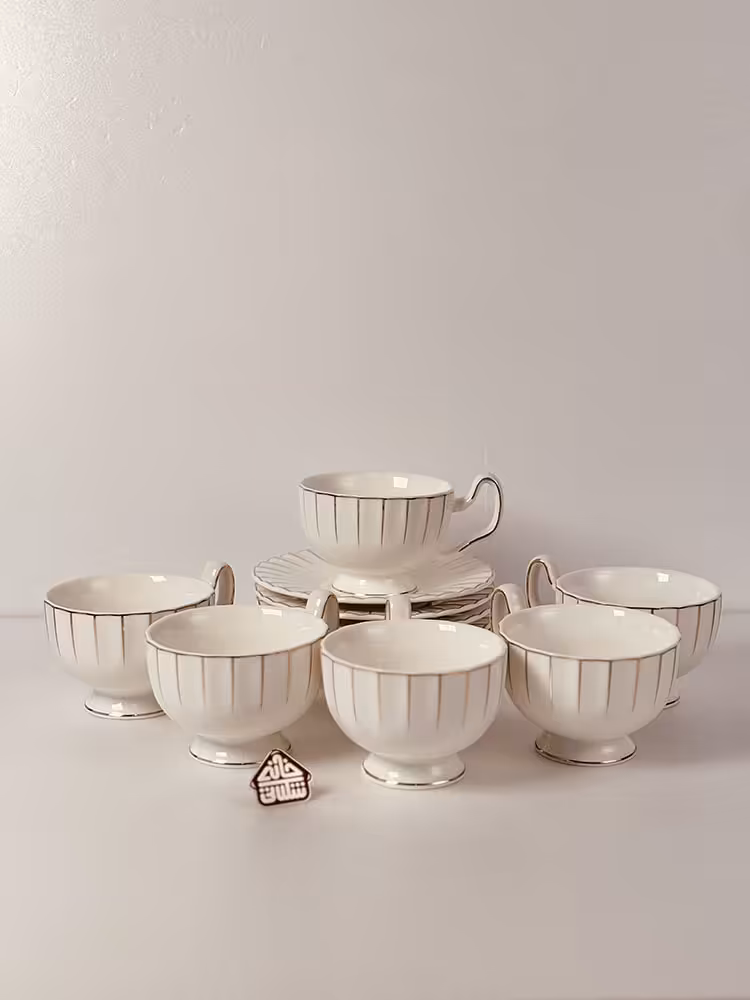 خرید ست چایی خوری مینیمال سفید کرم کد002622