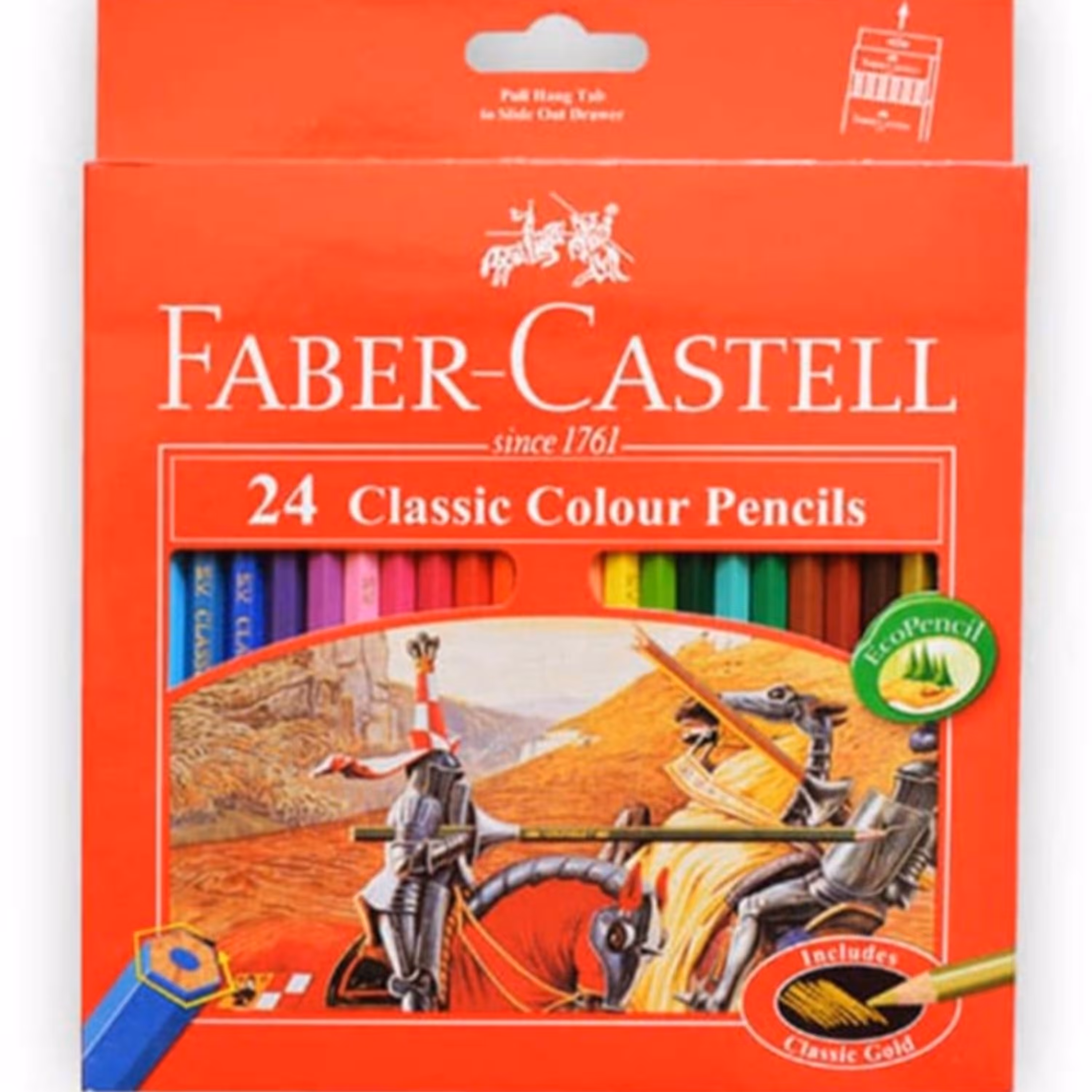 مداد  رنگی 24 رنگ  جعبه مقوایی faber castell  مدل کلاسیک