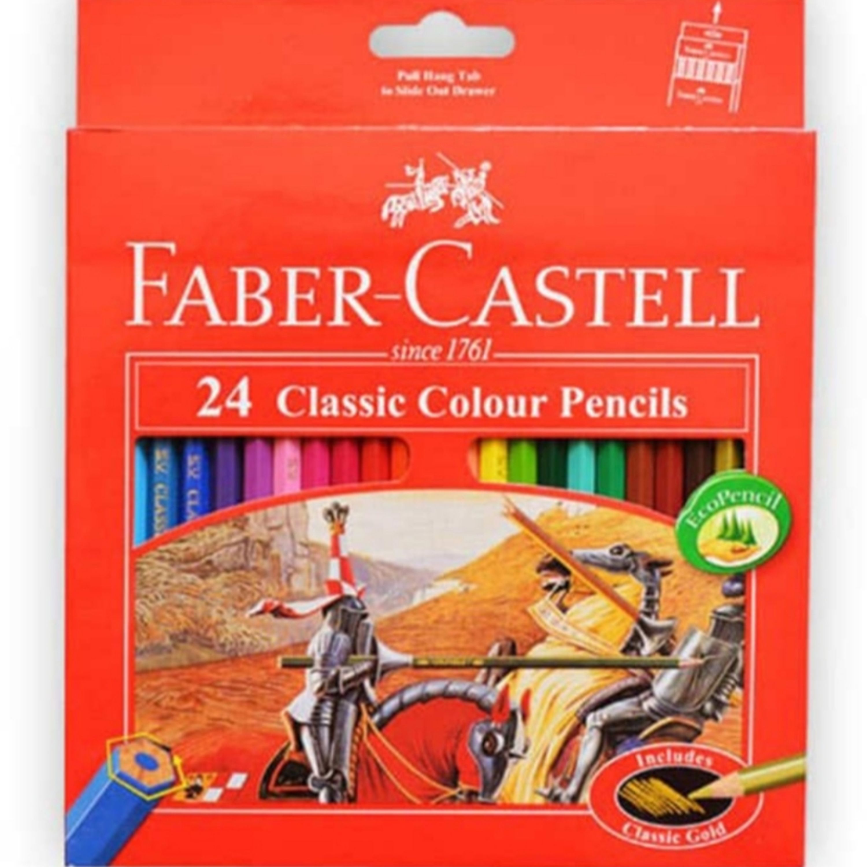 مداد رنگی 24 رنگ جعبه مقوایی faber castell مدل کلاسیک
