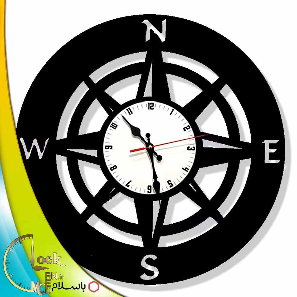 ساعت دیواری طرح قطب نما کد 874 (پس کرایه)