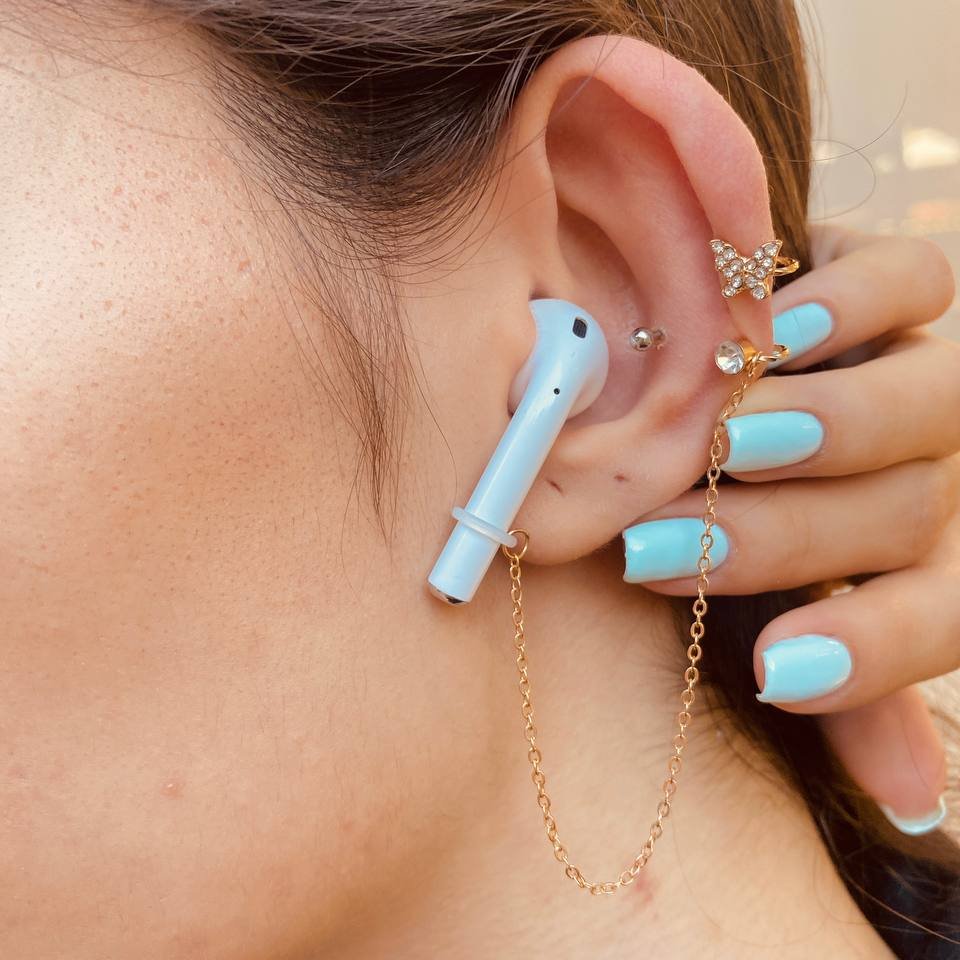 اویز نگهدارنده ایرپاد مدل پروانه و نگین بدون نیاز به سوراخ گوش