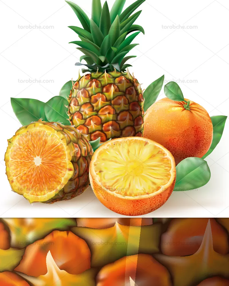 وکتور آب میوه های آناناس و پرتقال | گرافیک با طعم تربچه