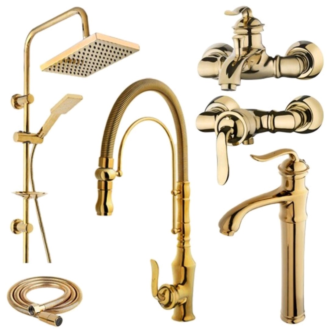 ست شیرالات عیار مدل بامبو رنگ طلا