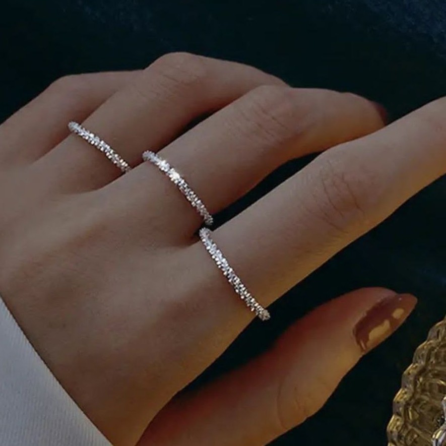 انگشتر خاویاری آبکاری نقره رنگ ثابت ضد حساسیت سایز 7