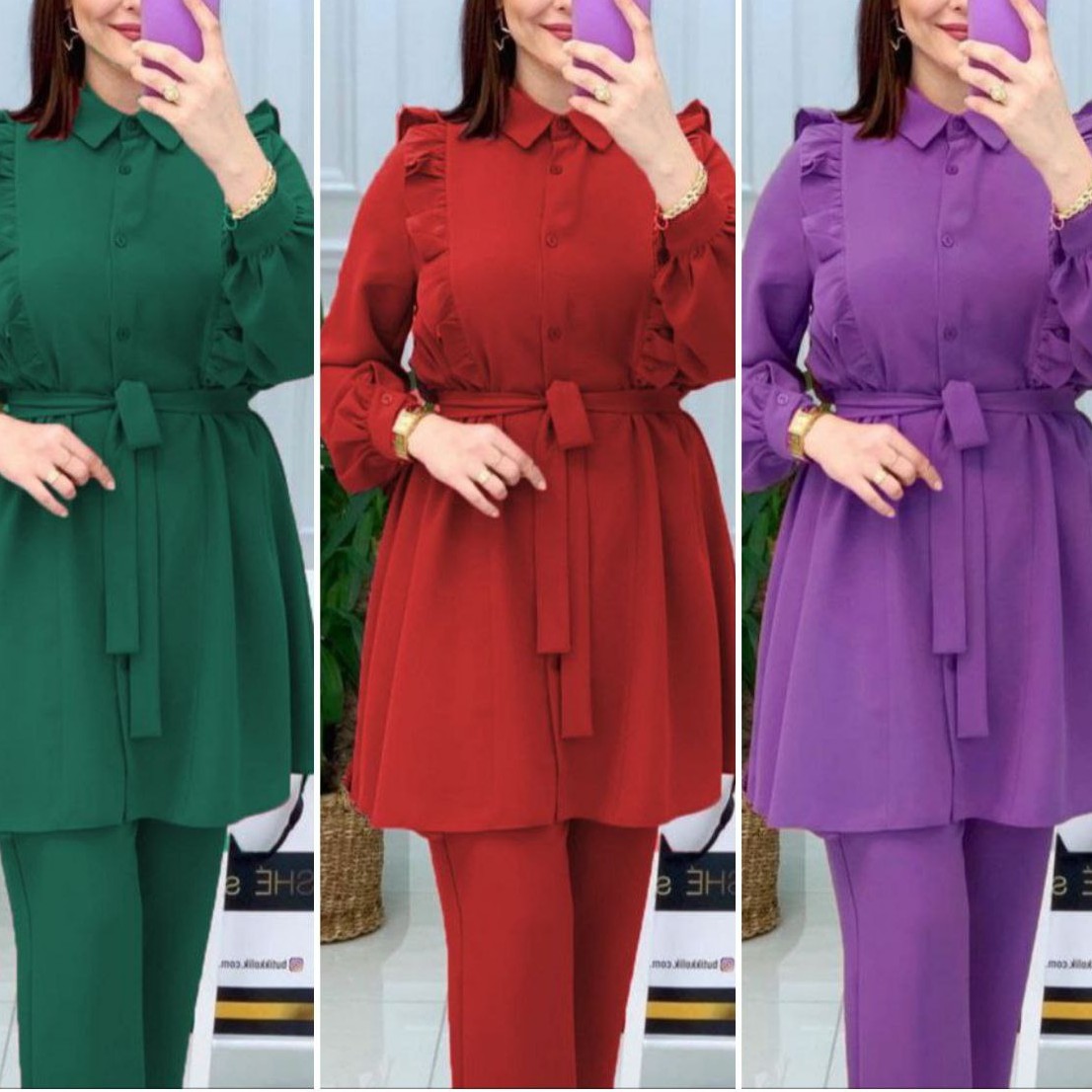 ست مانتو شلوار ابر و بادی مدل ستایش فری سایز 36 تا 46