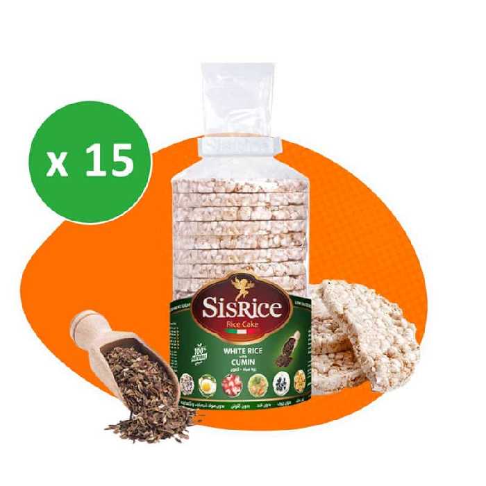 پکیج سیس رایس کیک رژیمی طعم زیره کارتن 15 بسته ای