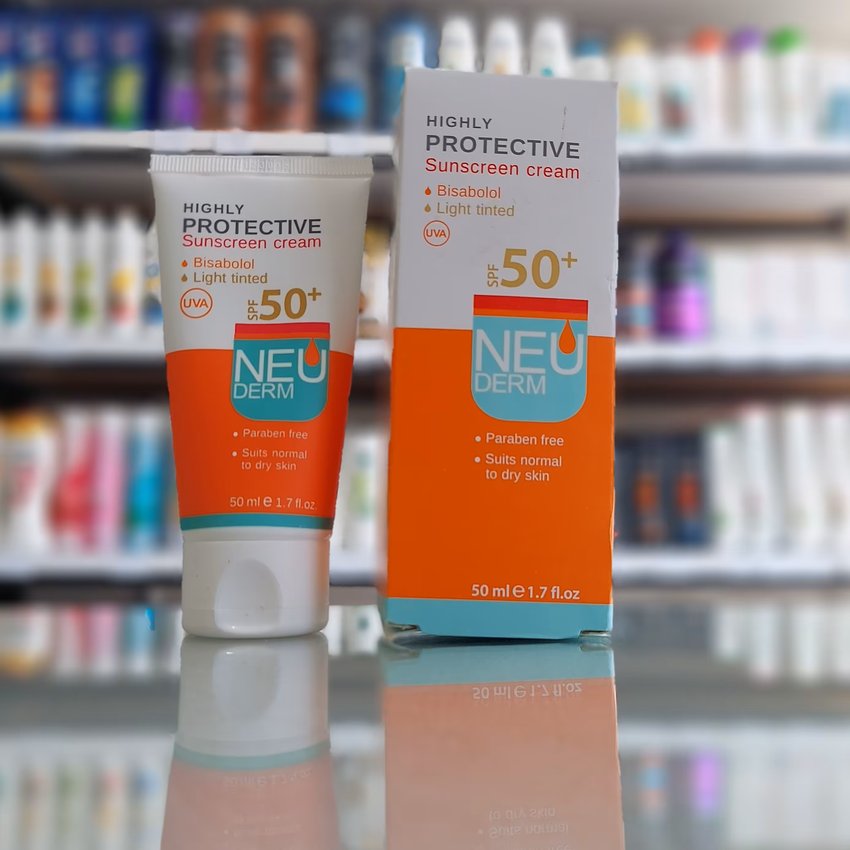 نئودرم کرم ضد آفتاب هایلی پروتکتیو SPF 50پلاس رنگی بژ روشن 50 میل