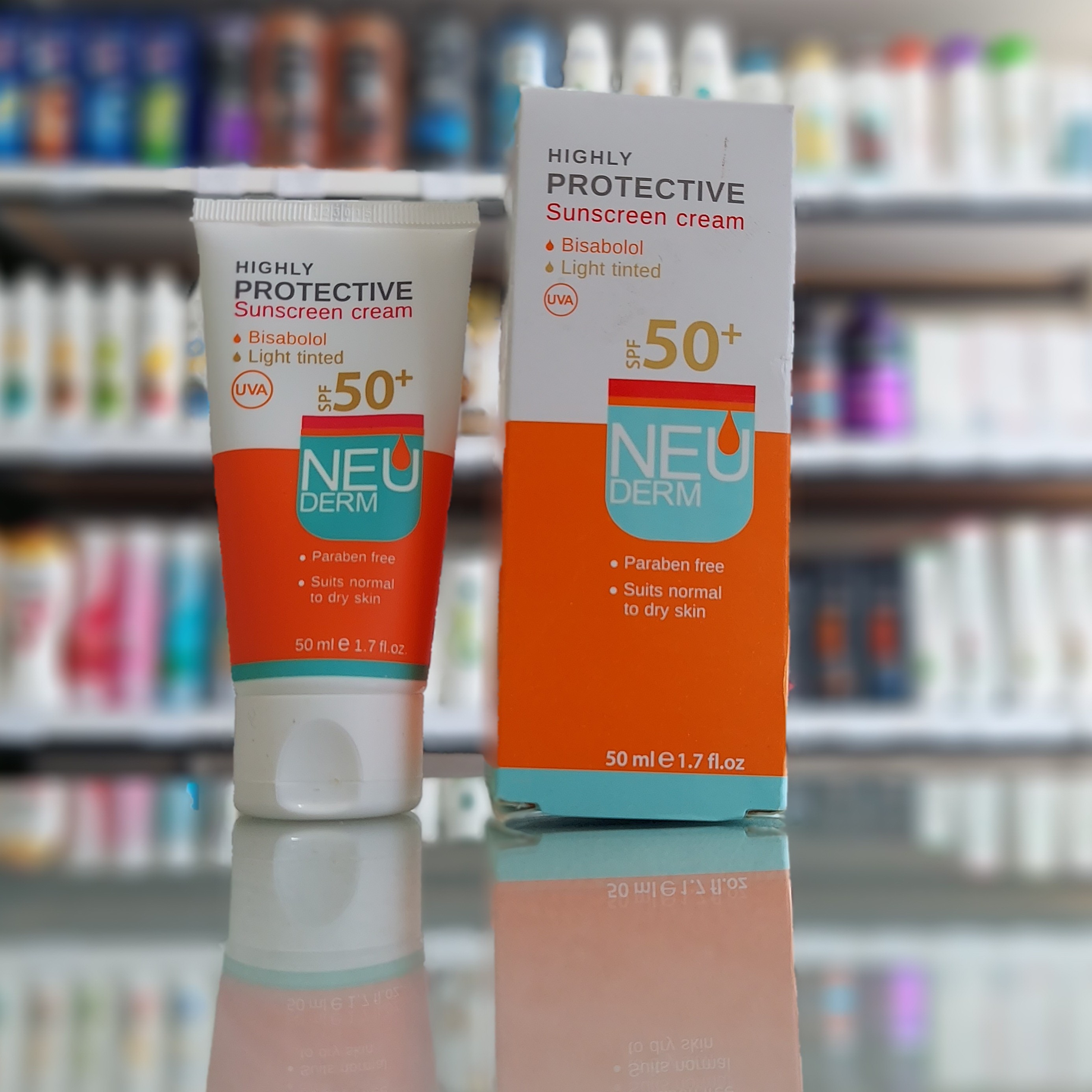 نئودرم کرم ضد آفتاب هایلی پروتکتیو SPF 50پلاس رنگی بژ روشن 50 میل