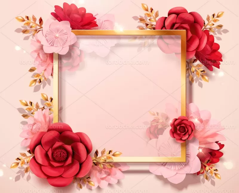 وکتور کادر گل رنگی با کیفیت | گرافیک با طعم تربچه
