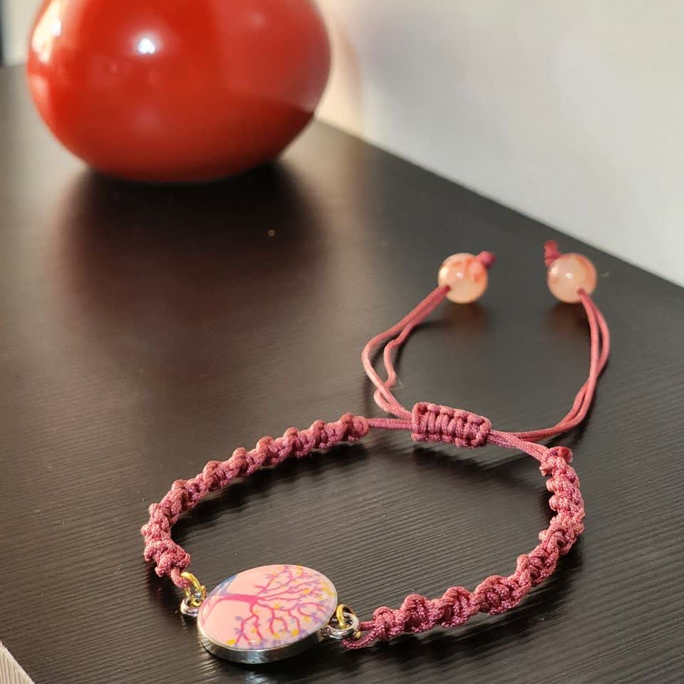 دستبند بافت نگین دار  با بندکشویی