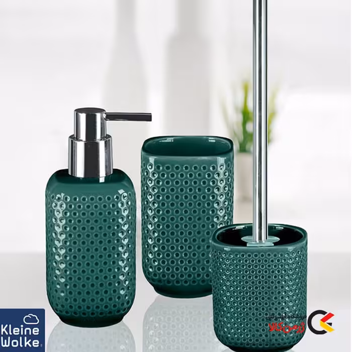 ست سرویس بهداشتی سرامیکی سه تکه سبز مدل mila برند کلین ولکه