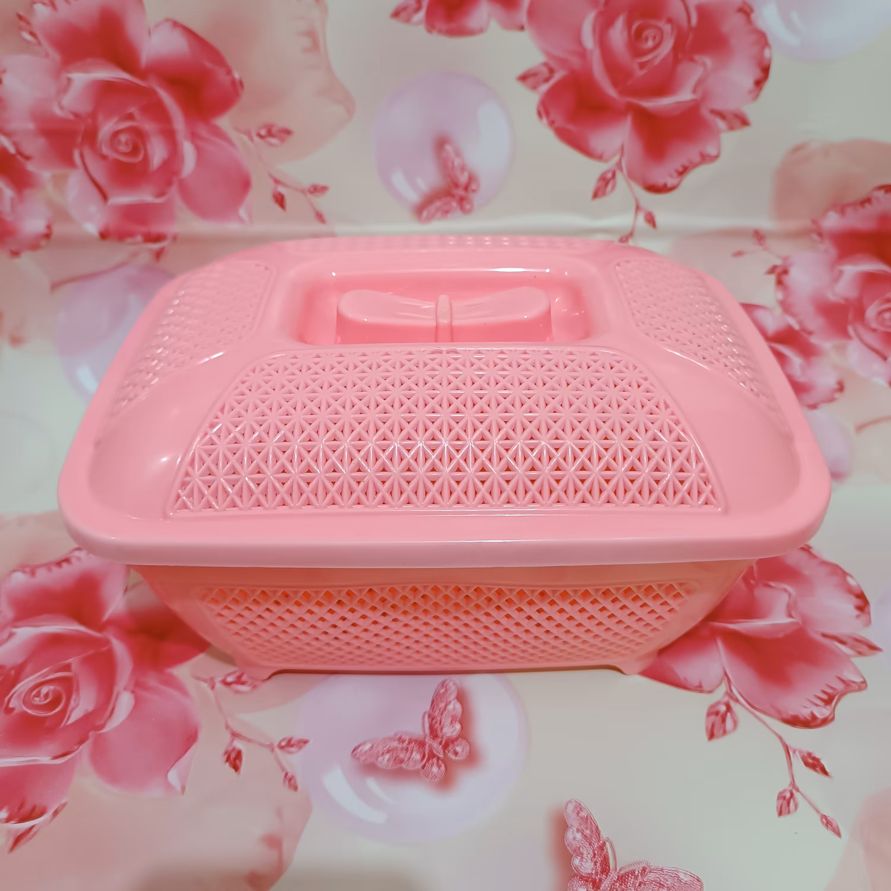 سبد باکس دربدار سایز کوچک،رنگ صورتی،طول24 عرض18   ارتفاع10