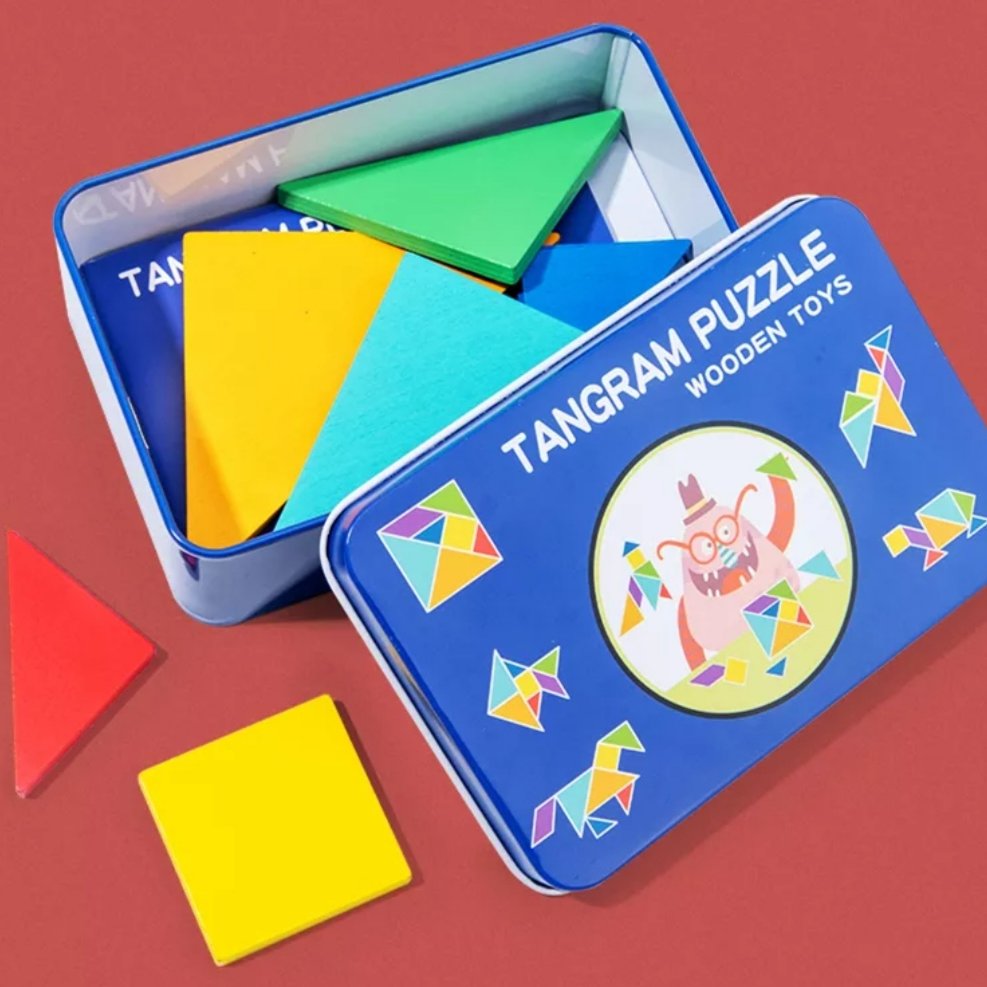 بازی فکری TANGRAM PUZZLE قوطی فلزی