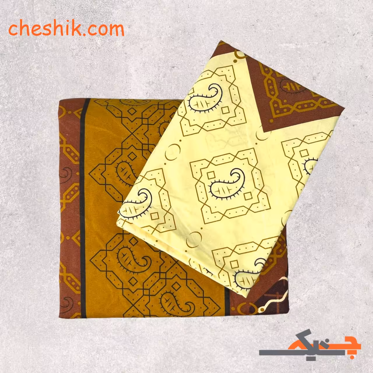 سرویس روتختی(روتشکی) کشدار دونفره 3 تکه طرح خورشیدی(قهوه ای)  با عرض 180