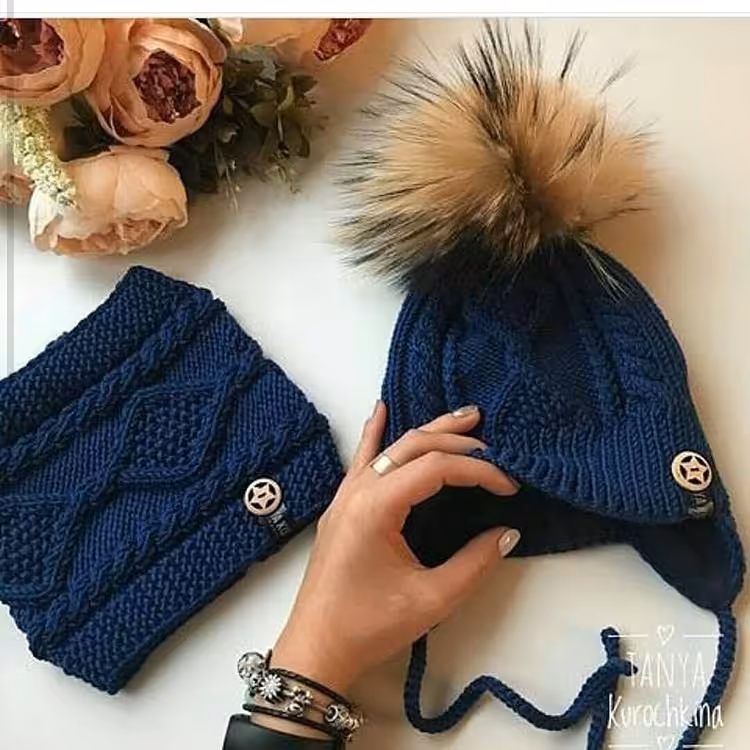 ست شال و کلاه تک پوم