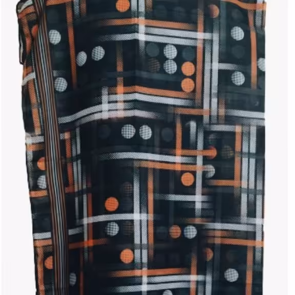 روسری نخی 125 دست دوز تک طرح مشکی نارنجی