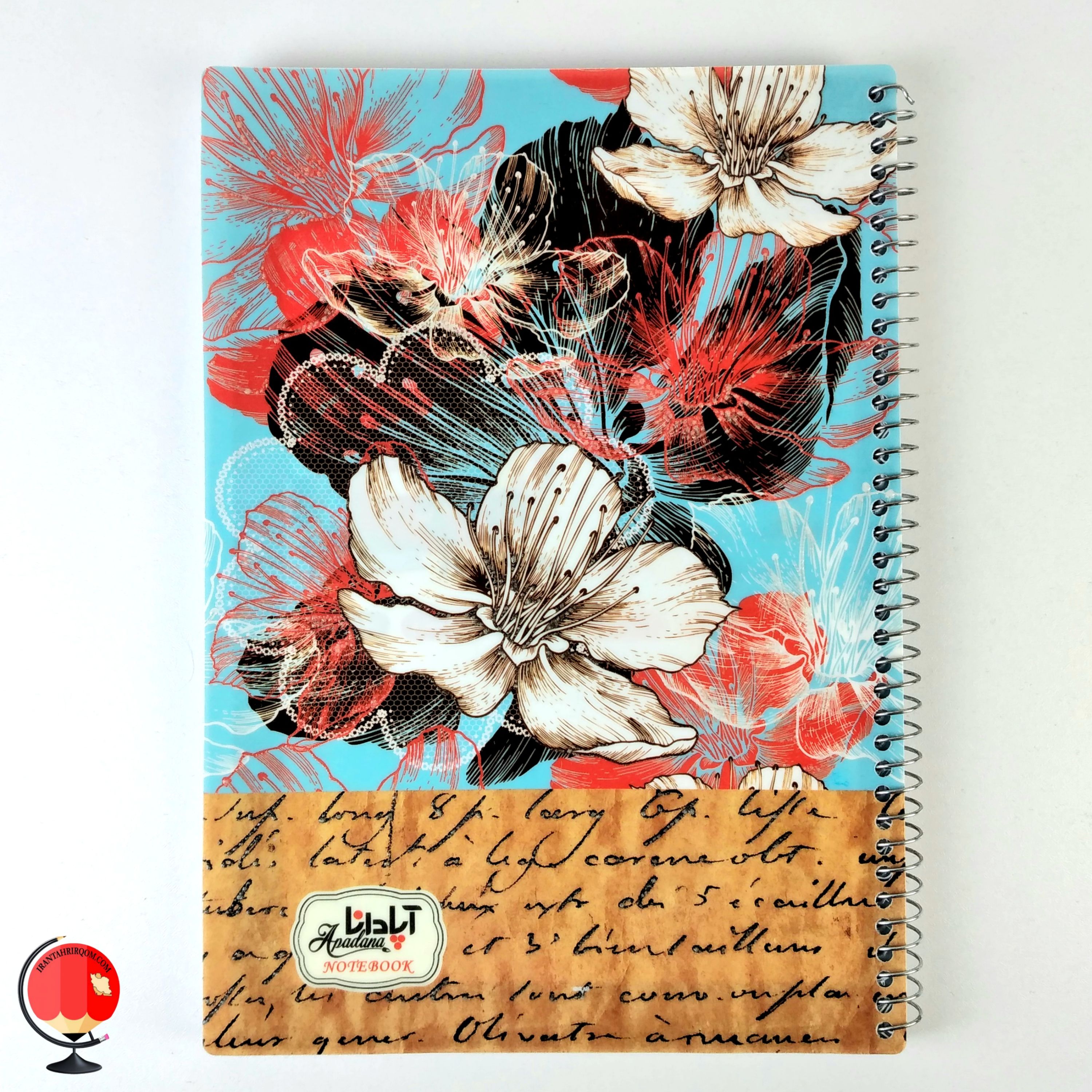 دفتر 80 برگ سیمی جلد طلقی  اپادانا طرح گل کد 2483