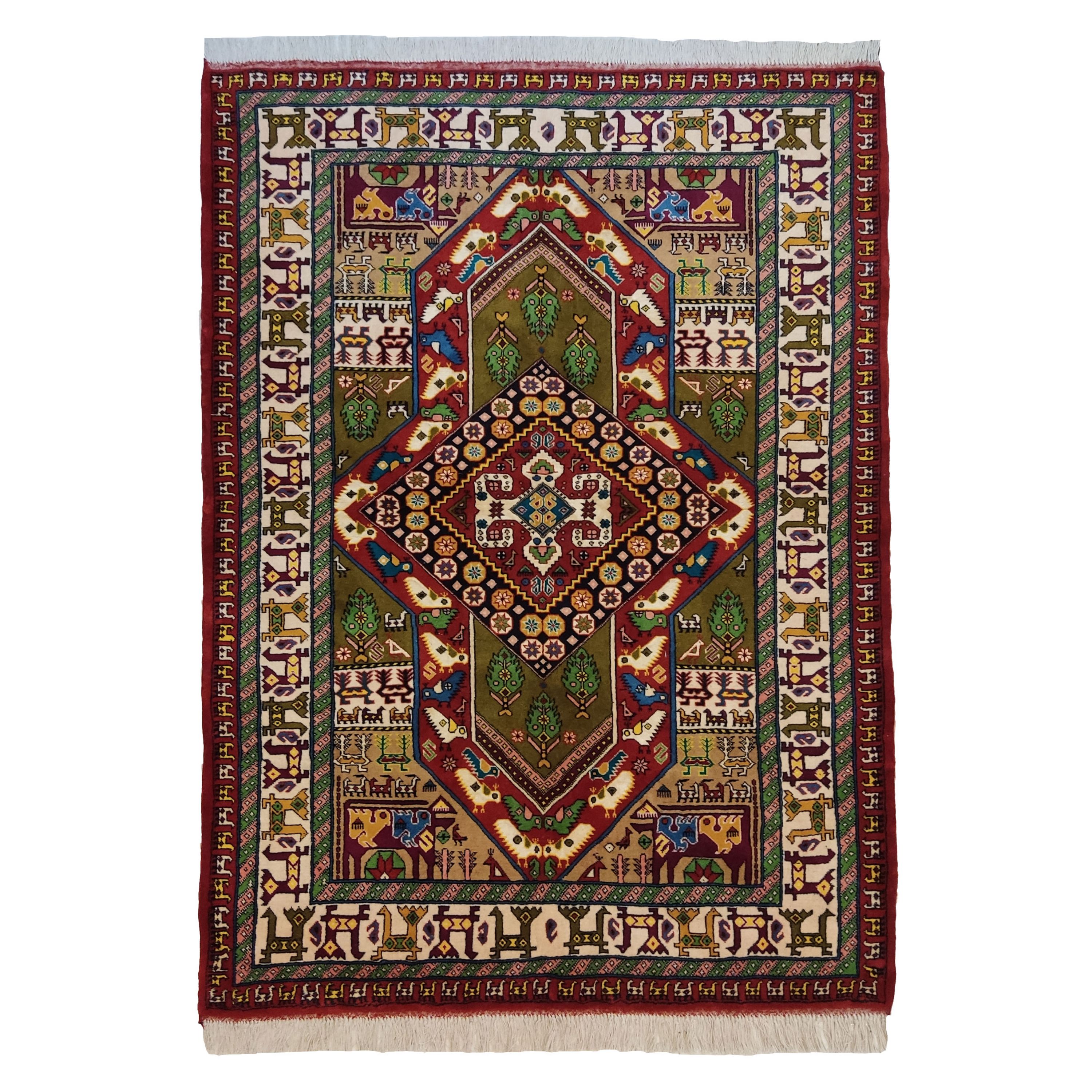 قالیچه دستباف طرح قوچانی ابریشم دار