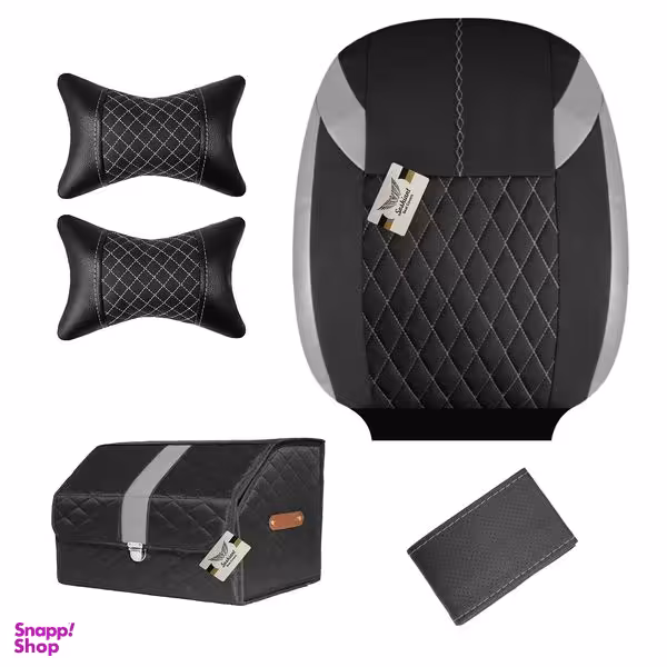 روکش صندلی خودرو سوشیانت مدل G مناسب برای تیبا 2 به همراه پشت گردنی و نظم دهنده و دور فرمان