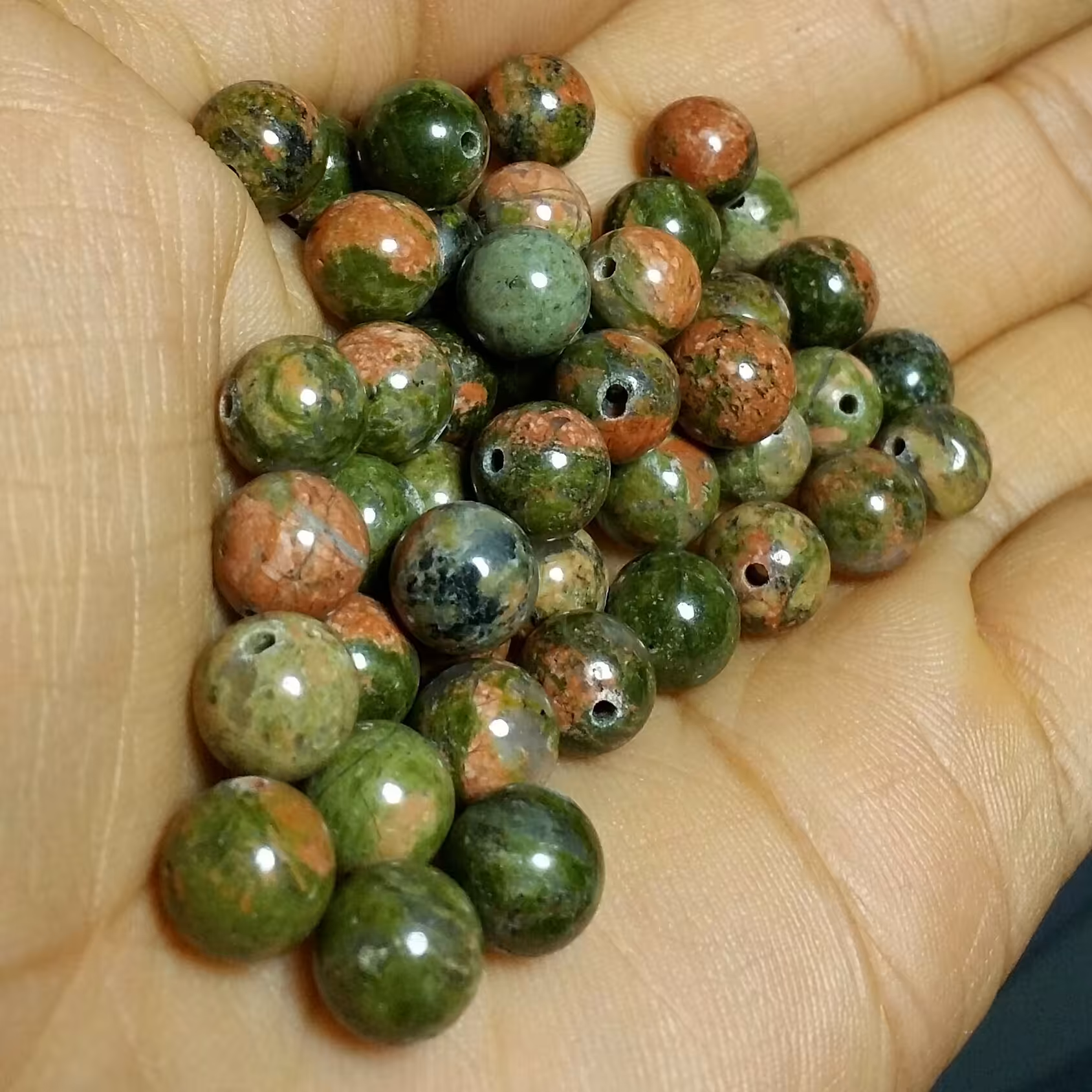 اوناکیت مهره سنگ جاسپر اوناکیت وارداتی صد در صد طبیعی سایز 8 قیمت برای یک عدد مهره درج شده