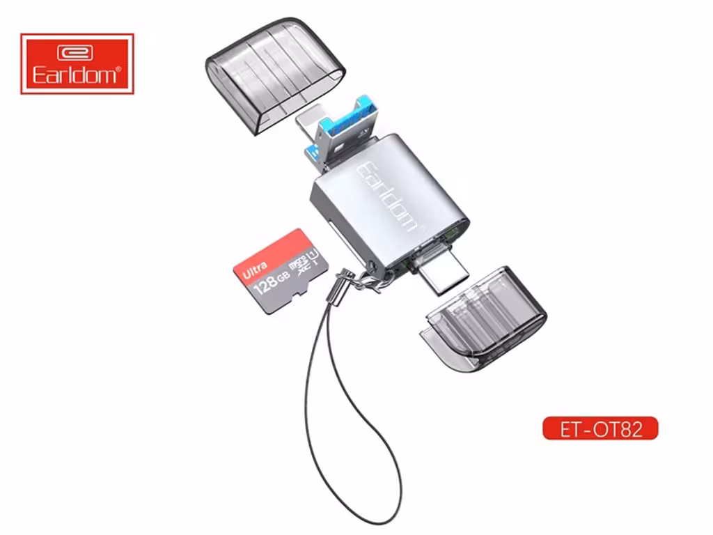 رم ریدر و اوتی‌جی دو سر تایپ سی و لایتنینگ ارلدام ET-OT82