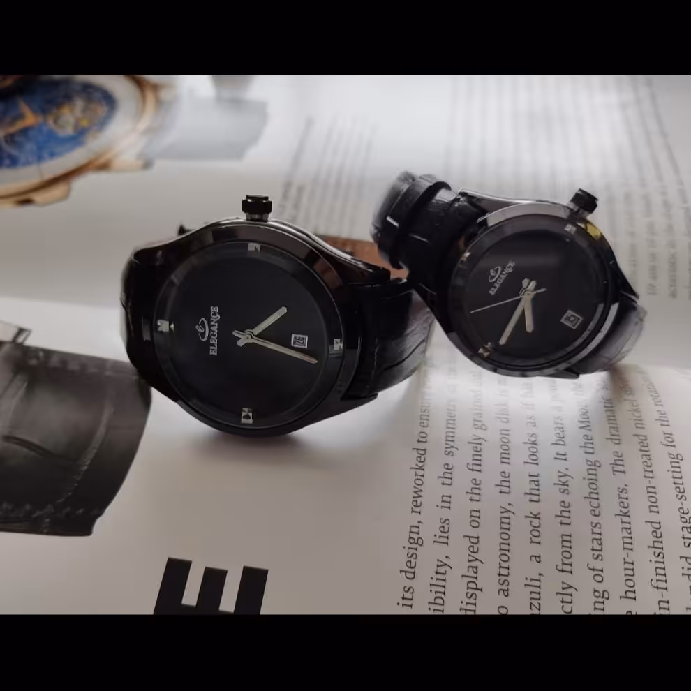  ساعت مردانه  زنانه صفحه ساده کلاسیک بند درجه یک برند الگانس قفل یک تکه موتور اصلی ژاپن داری تقویم روز 