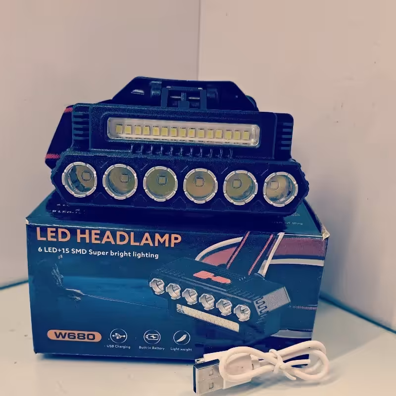 هدلایت پیشانی 6لامپ شارژی