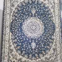 فرش  ماشینی پاتریس 1500شانه طرح الماس آبی کاربنی 12متری