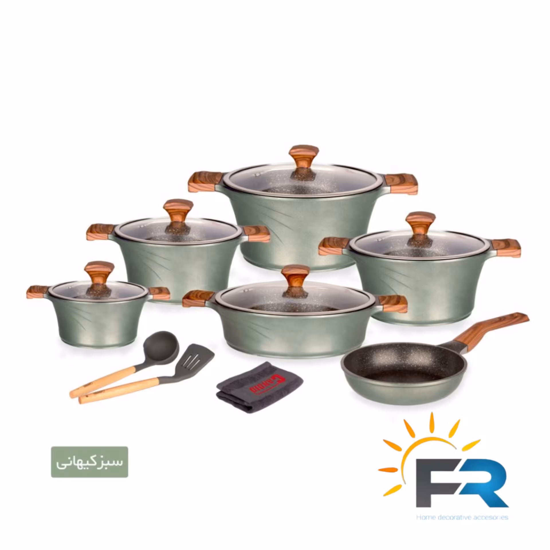 سرویس قابلمه 14 پارچه تیتانیوم کاندید مدل(سزار) رنگ سبز کیهانی