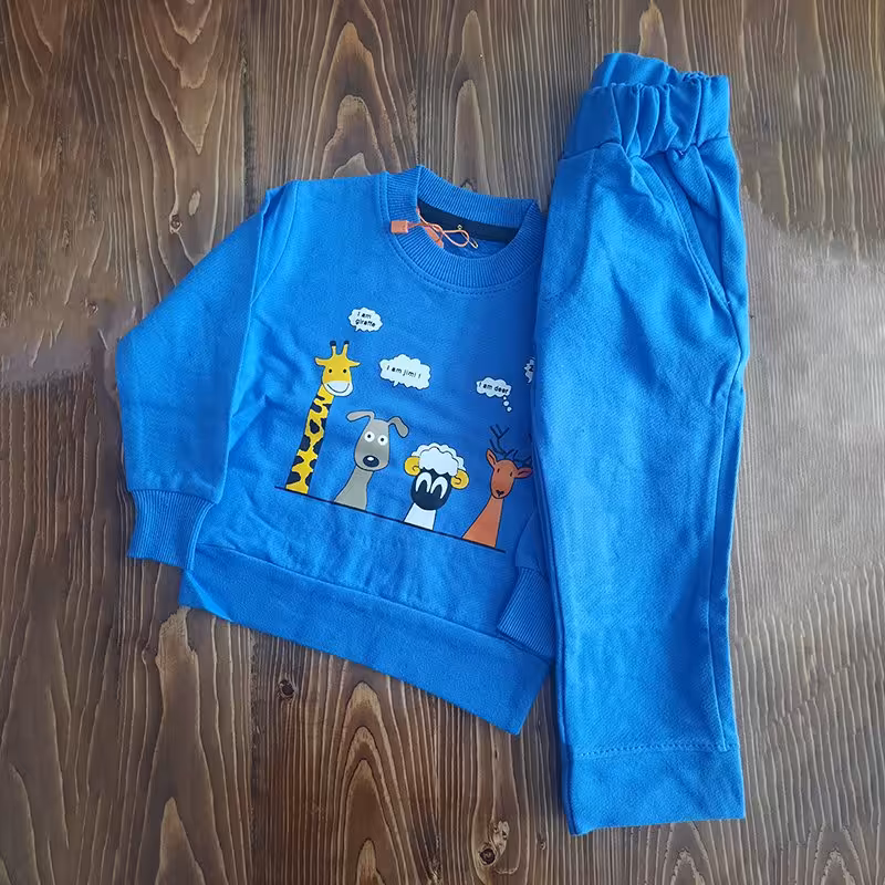 بلوز و شلوار حیوانات جنس دورس آبی سایز 30