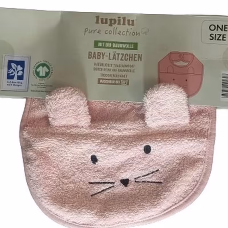 پیشبند نوزاد پشت دکمه خور برند لوپیلو آلمان صورتی رنگ با کیفیت 