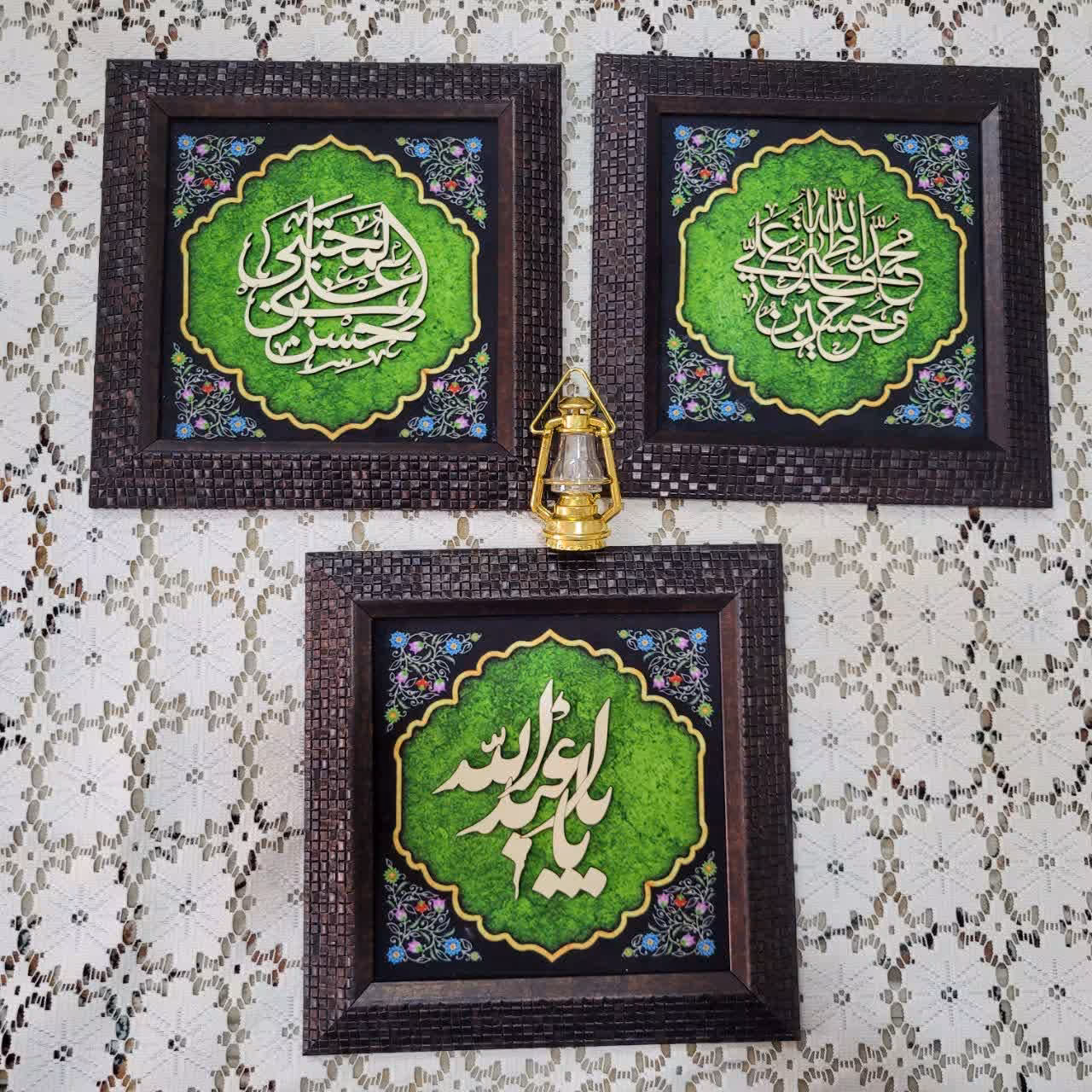 قاب زمینه مخمل با ذکر معرق مذهبی  ذکرهای مختلف