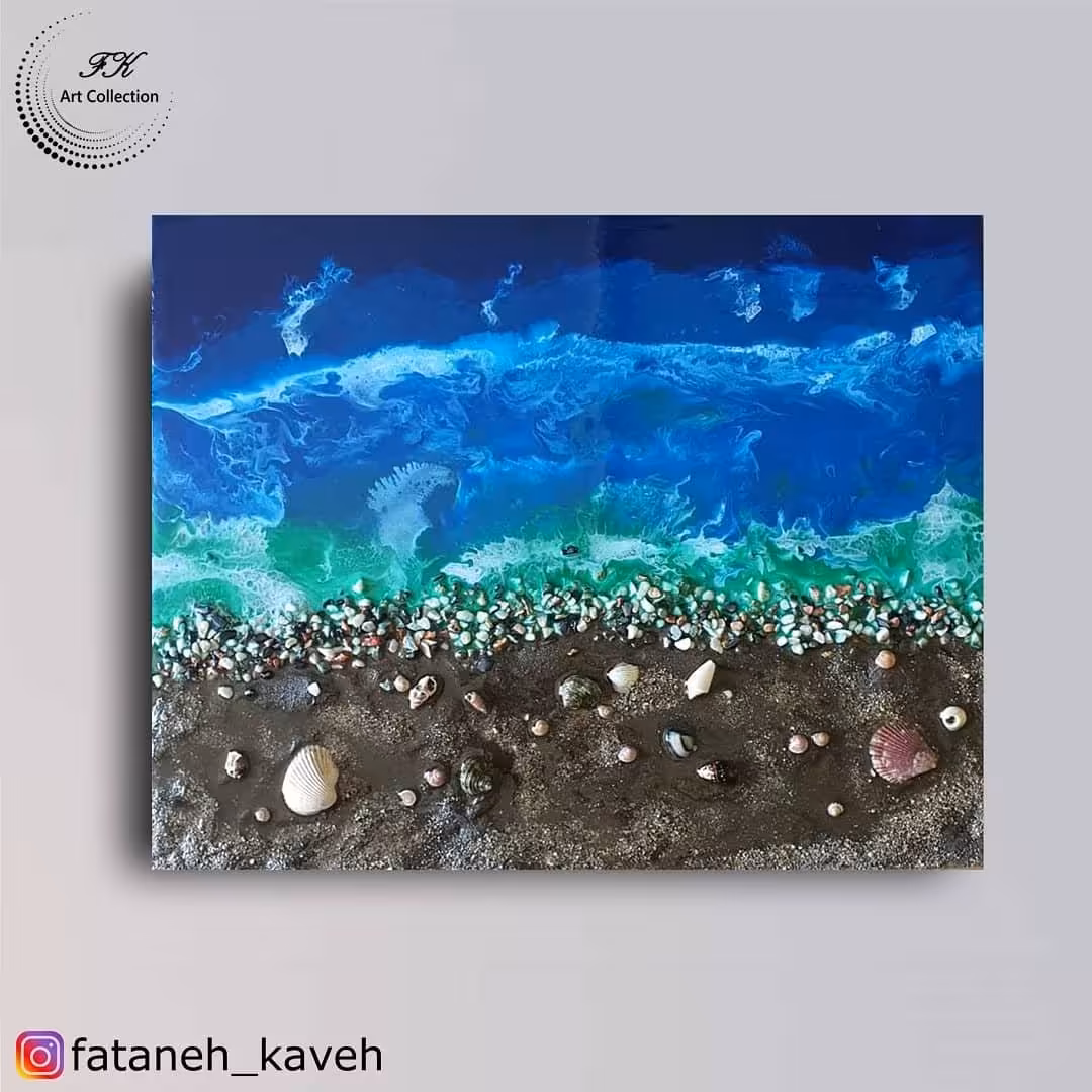تابلو نقاشی رزین آبستره (ساحل رویایی ) 
طرح ساحل دریا
ابعاد : 40*50 cm
رنگ : آبی ؛ سرمه ای
بسیار زیبا و طبیعی