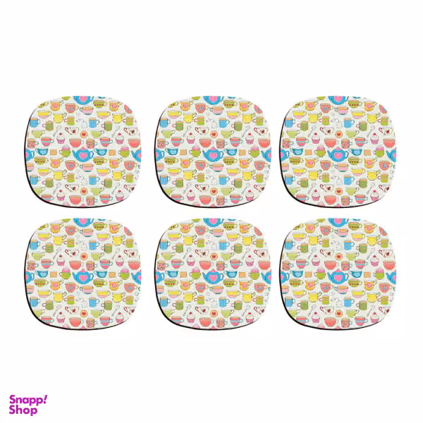 زیر لیوانی ترمه طراحان ایده مدل قوری و فنجون کد cfp052 بسته شش عددی