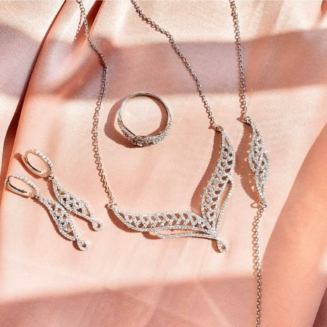 سرویس نقره میکرو کامل بسیار شیک با عیار 925 و آبکاری طلاسفید