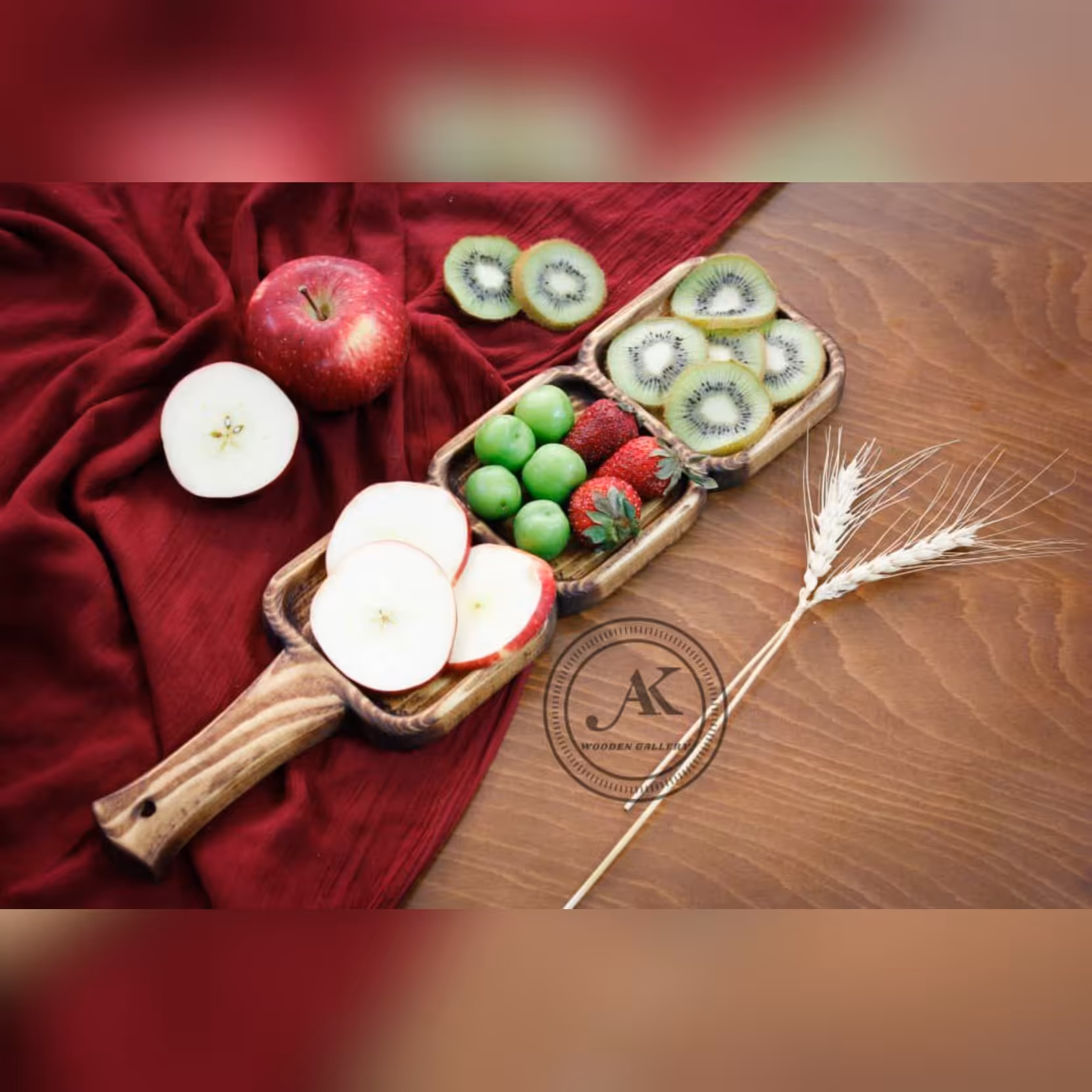 ظرف چوبی طرح راکتی سه خانه