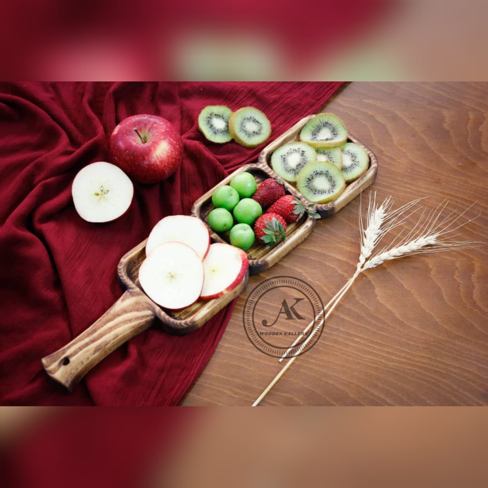 ظرف چوبی طرح راکتی سه خانه