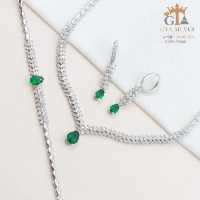 سرویس نقره اصل و شیک 925 عیار با نگین باگت کد 38040