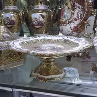 شیرینی خوری چینی مدل طلایی چروک دو دانس